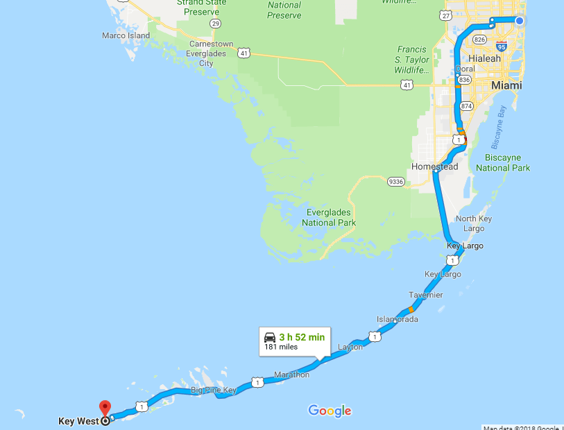 Map Direction Key west